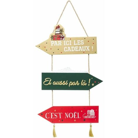 Paris Prix - Pancarte Murale Cadeau soir De Noël 59cm Multicolore