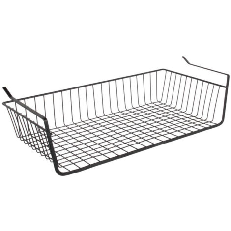 Paris Prix – Panier de rangement suspendu filaire 56cm noir – Métal – Dimensions L. 56 x P. 26 x H. 14 cm – Avec 2 crochets pour organisation efficace
