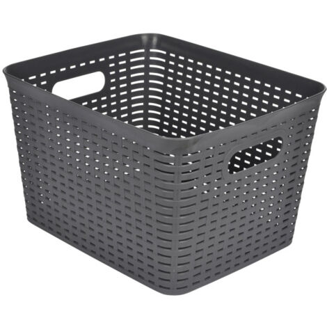 Paris Prix - Panière à Linge effet Tressé 23l Gris