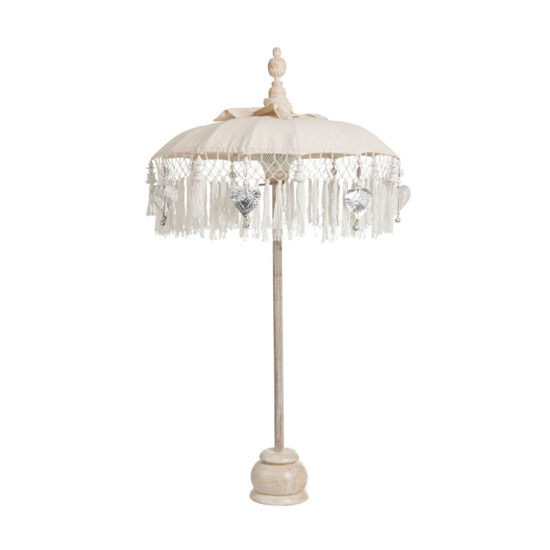 Parasol Déco 'Pompons' 90cm Crème & Argent