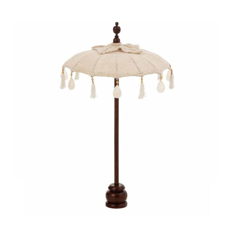 Parasol Déco 'Pompons & Coquillages' 90cm Beige