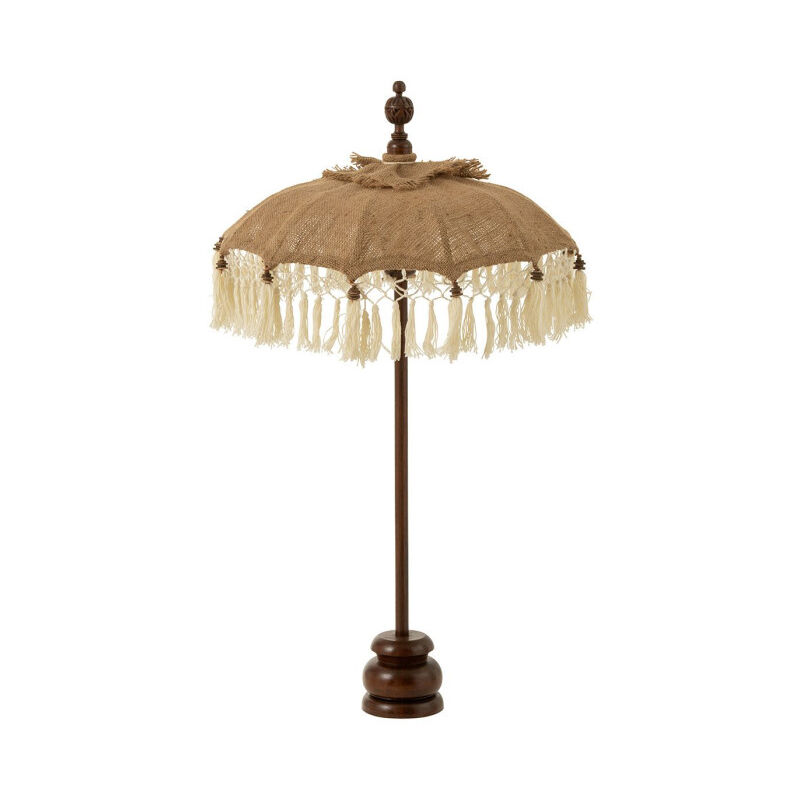 Parasol Déco en Jute 'Pompons' 87cm Beige