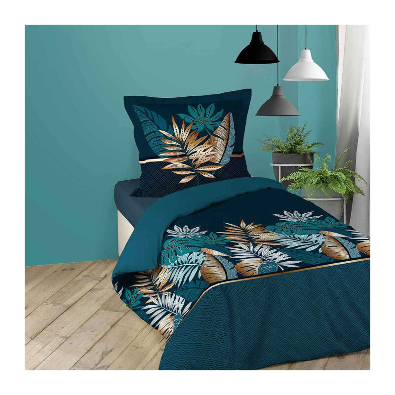 Paris Prix - Parure de Lit 2 Pièces 'Alianor' 140x200cm Bleu