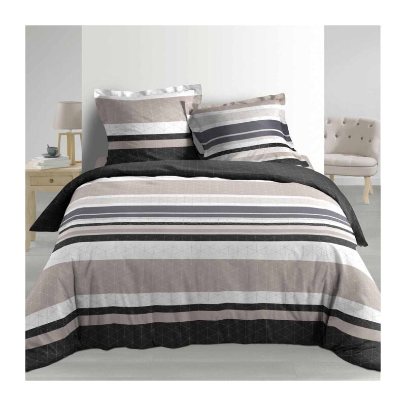 Paris Prix - Parure de Lit 3 Pièces 'Alban' 240x220cm Naturel