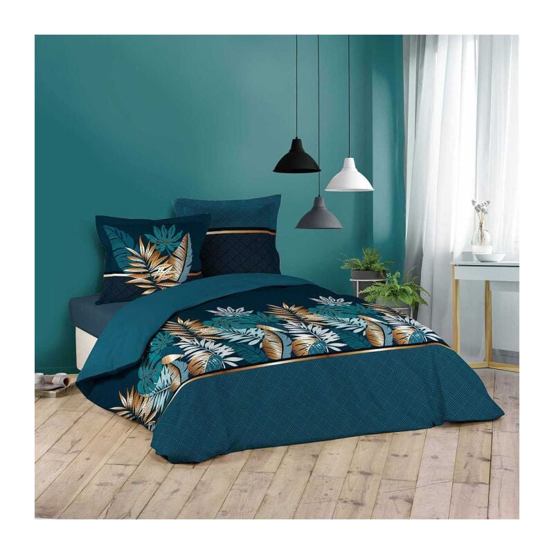Paris Prix - Parure de Lit 3 Pièces 'Alianor' 240x220cm Bleu