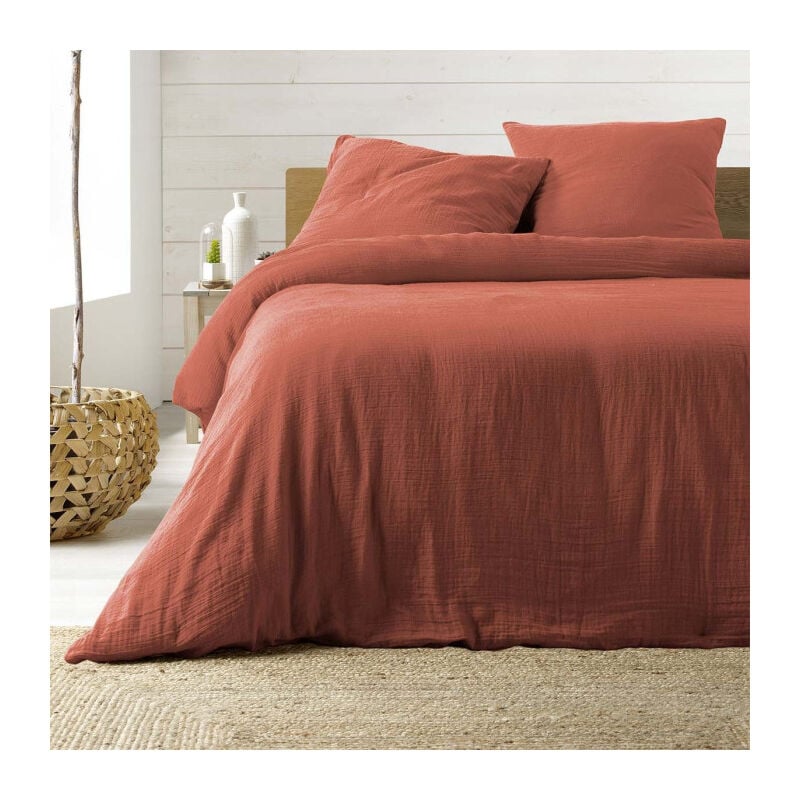 Parure de Lit 3 Pièces 'Angelia' 260x240cm Terracotta