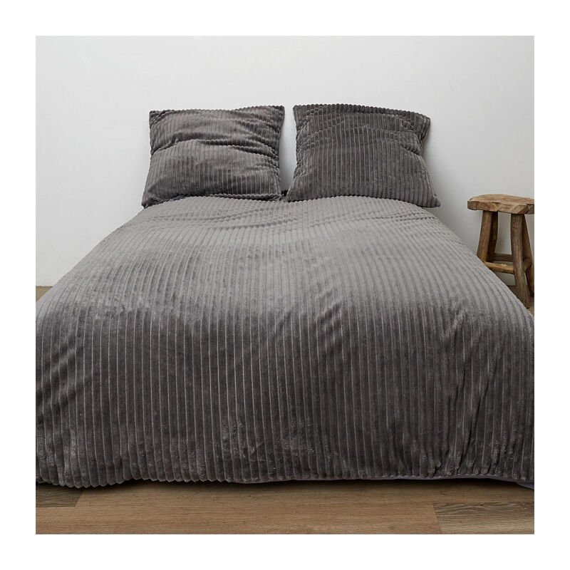 Parure de Lit 3 Pièces 'Douceur' 240x220cm Gris