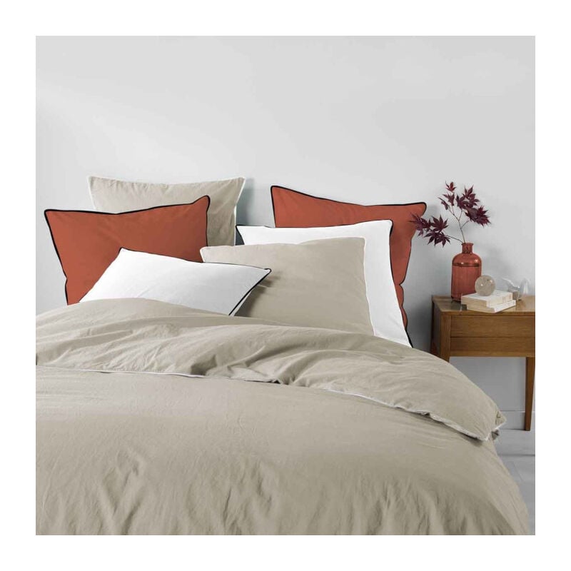 Paris Prix - Parure de Lit 3 Pièces 'Linette' 260x240cm Lin