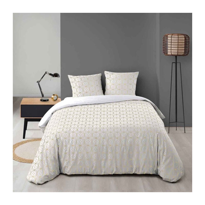 Paris Prix - Parure de Lit 3 Pièces 'Orline' 240x220cm Gris