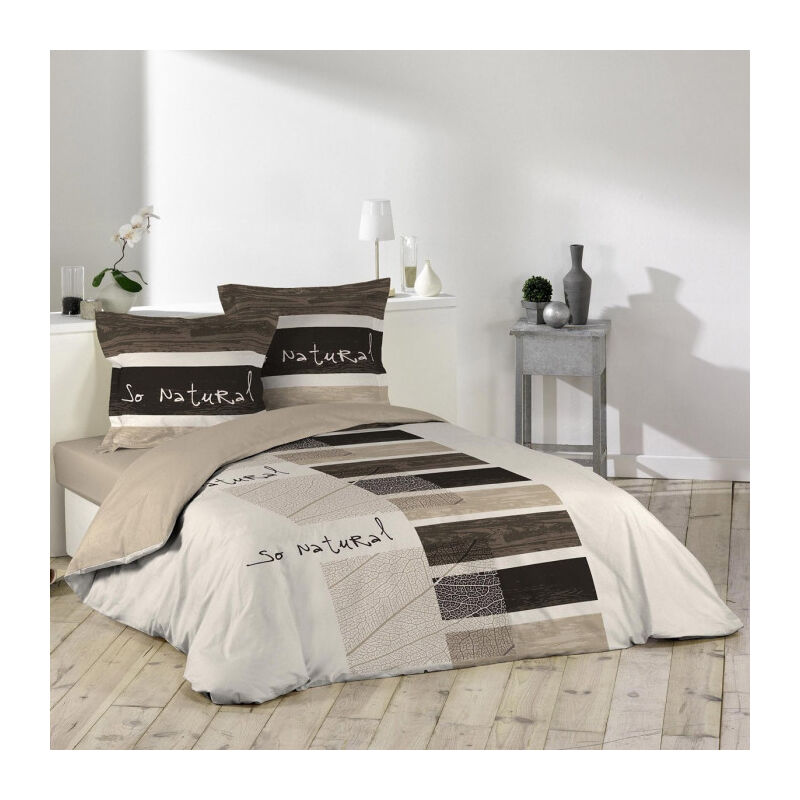 Parure de Lit 3 Pièces 'So Natural' 200x200cm Marron