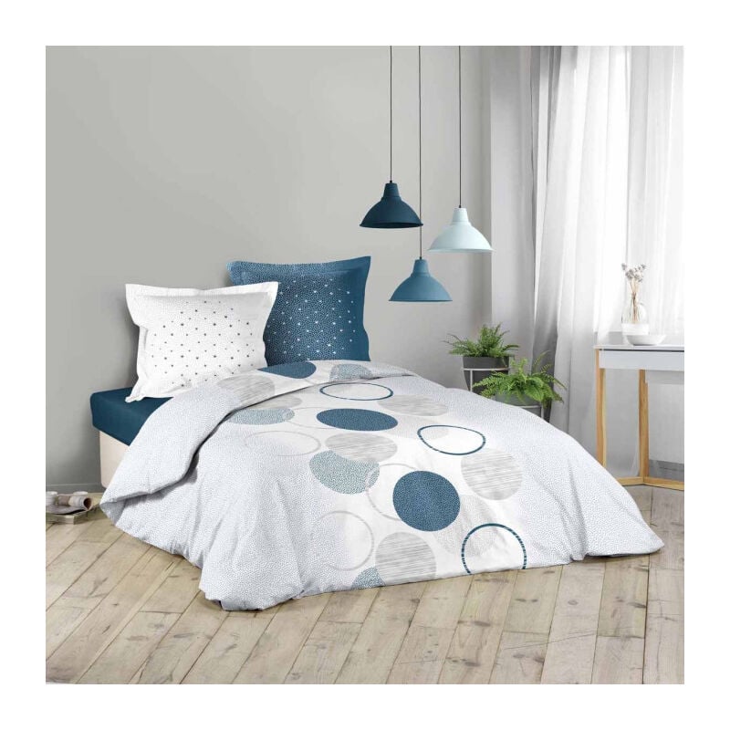 Paris Prix - Parure de Lit 3 Pièces 'Voie Lactee' 240x220cm Bleu