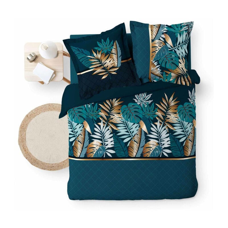 Paris Prix - Parure de Lit 3 Pièces 'Alianor' 260x240cm Bleu