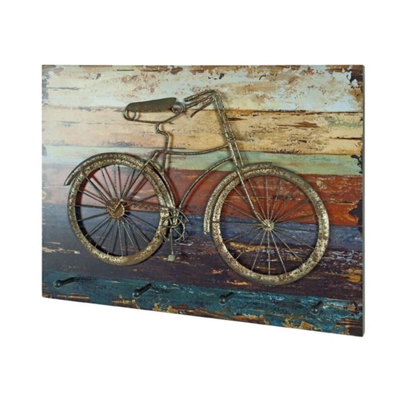 Paris Prix - Patère Murale 4 Crochets 'Vélo' 53cm Multicolore