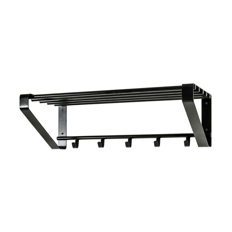 Paris Prix - Patère Murale 5 Crochets 'Étagère' 65cm Noir