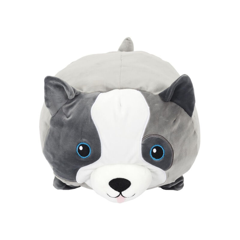 Peluche Coussin Enfant 'Chien' 30cm Gris & Blanc