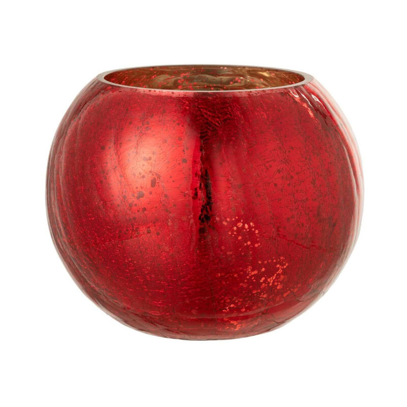 Paris Prix - Photophore Boule en Verre 'Nacré' 20cm Rouge