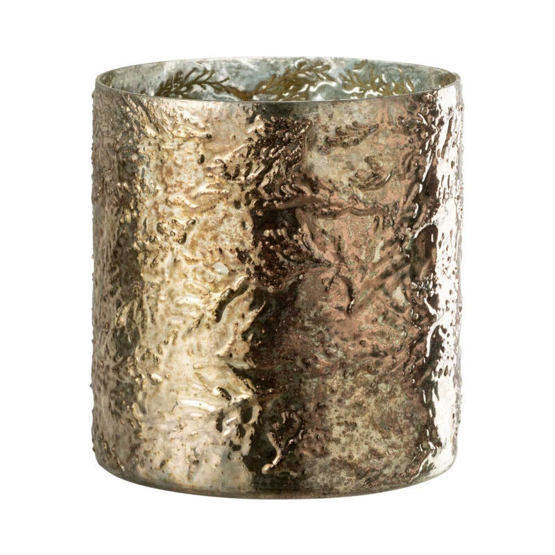 Photophore Cylindrique en Verre "Oxyde" 16cm Cuivre