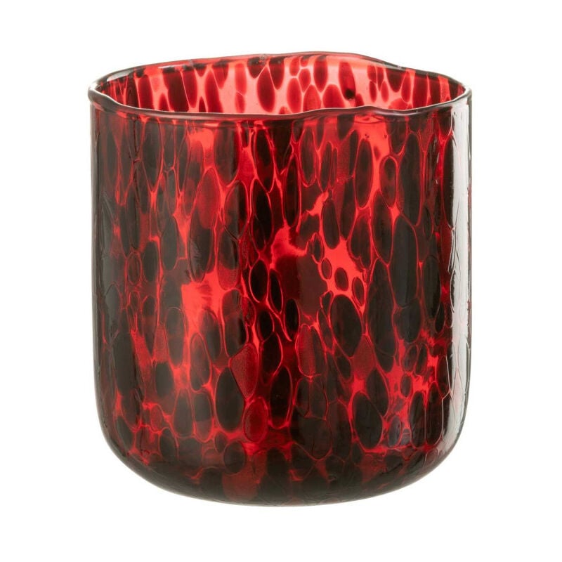Paris Prix - Photophore en Verre Tacheté 'Preston' 15cm Rouge