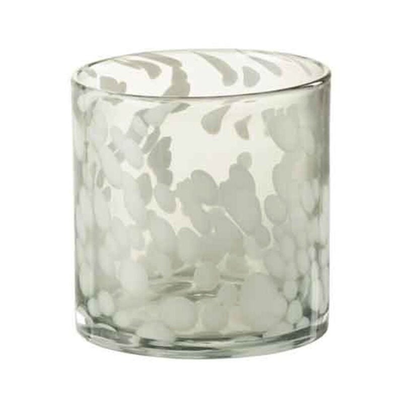 Paris Prix - Photophore en Verre 'Tâche' 12cm Gris & Blanc