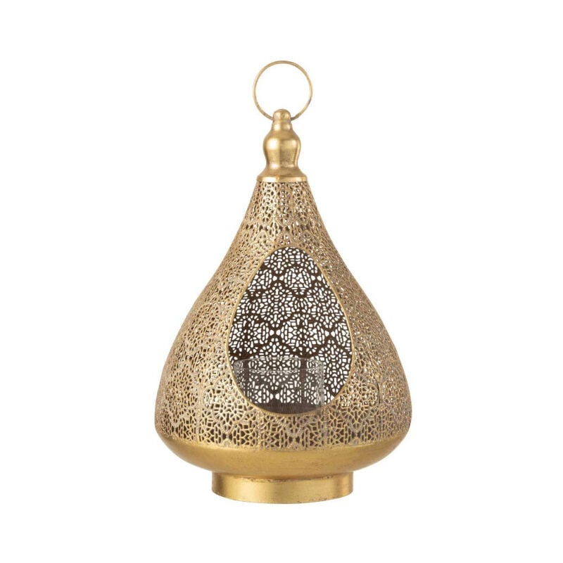 Paris Prix - Photophore sur Pied Ajouré Oriental 'Asma' 38cm Or