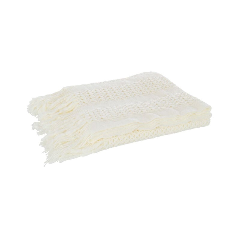 Plaid Déco Tricot 'Abby' 143x195cm Blanc