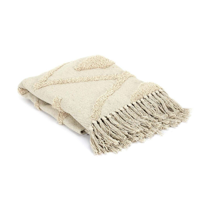 Plaid Ethnique 'Relief Losange' 120x150cm Écru