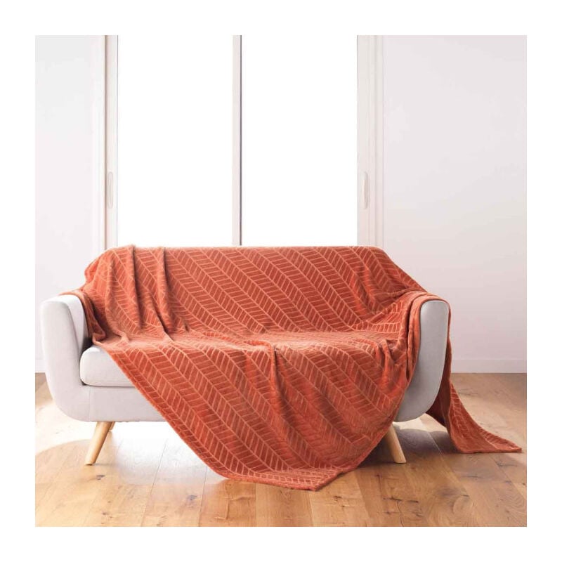 Plaid Flanelle Uni 'Arya' 180x220cm Terracotta