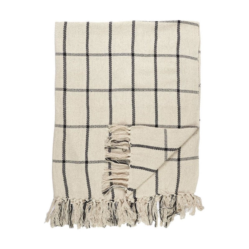 Plaid à Franges 'Imprimé' 125x150cm Beige & Noir