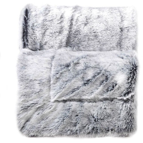 Paris Prix – Plaid imitation fourrure 'Antartic' 180x220cm – Polyester doux – Lavable à 30°C – Couleur gris pour chaleur et confort