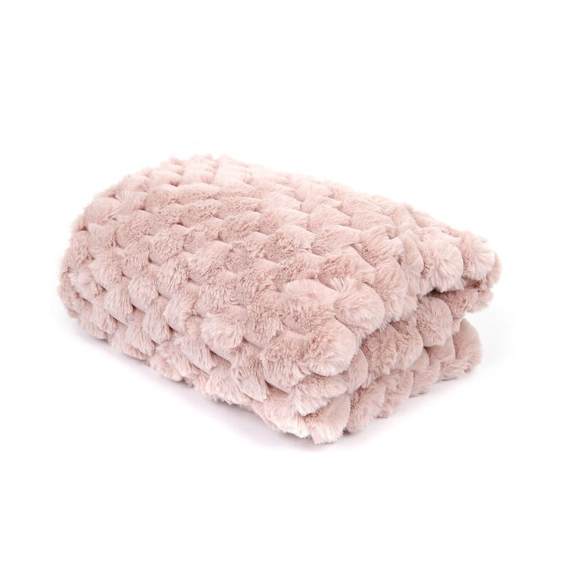 Paris Prix - Plaid Imitation Fourrure Uni 'Opulence' 120x150cm Rose Paris Prix - Plaid Imitation Fourrure Uni 'Opulence' 120x150cm Rose