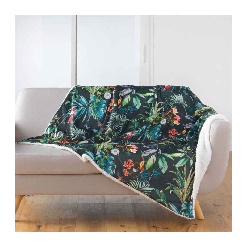 Plaid Velours Imprimé 'Féerie' 125x150cm Vert