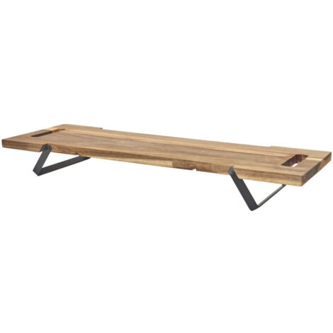 Paris Prix – Planche à découper sur pied en bois d'acacia 55cm – Métal naturel – Dimensions L. 55 x l. 18 x H. 7 cm – Poids 0,9 kg