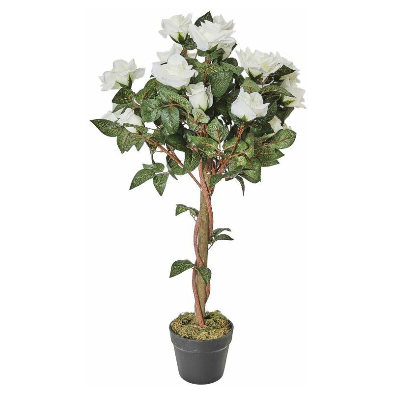 Plante Artificielle En Pot rosier 90cm Vert & Blanc - Paris Prix