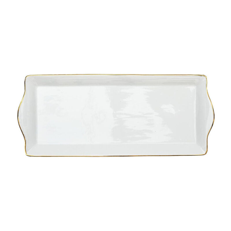 Plat de Service 'Liseré' 34cm Blanc & Or