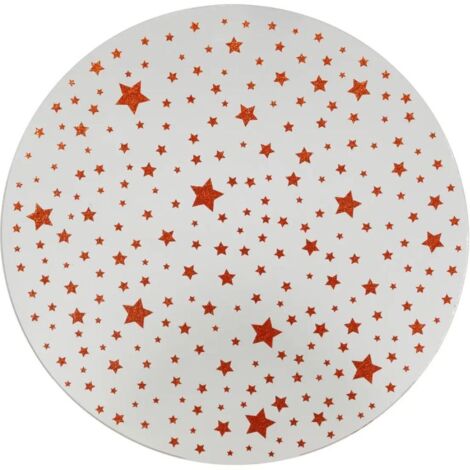 Paris Prix - Plateau Pour Bougie Miroir étoile 30cm Blanc & Rouge