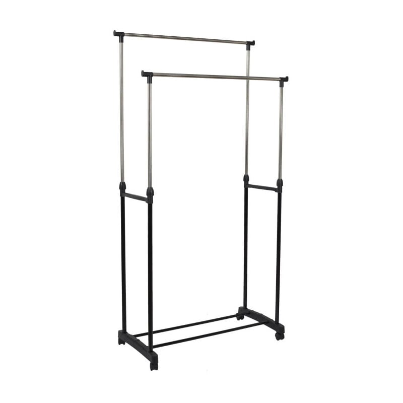Portant à Vêtements Roulettes "Double" 160cm Noir