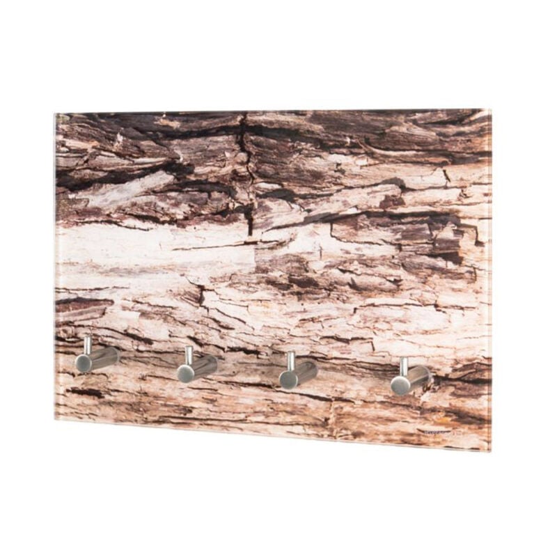 Porte-Clés Mural en Verre "Écorce" 30cm Marron