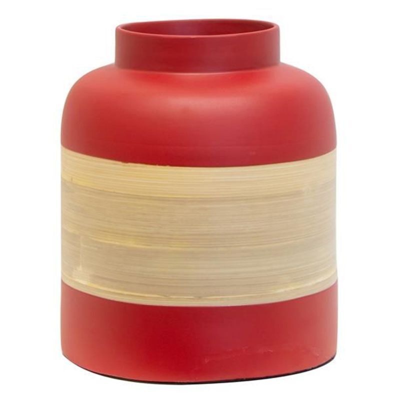 Paris Prix - Pot Décoratif bambou 22cm Rouge