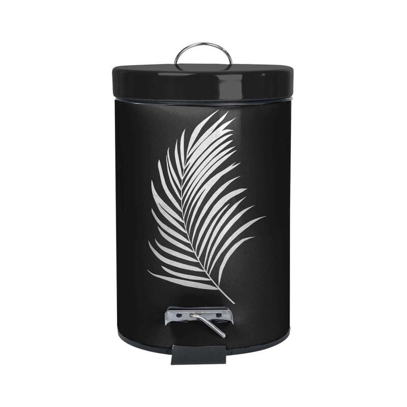 Paris Prix - Poubelle à Pédale Imprimée 'Orbella' 3L Noir & Argent
