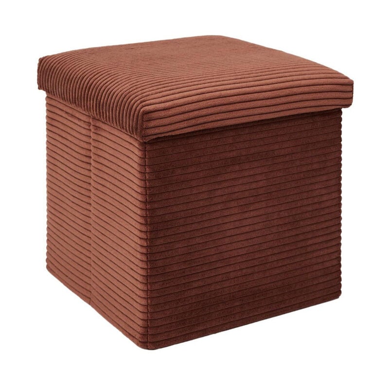 Pouf Coffre Pliable Côtelé 'Scott' 38cm Terracotta
