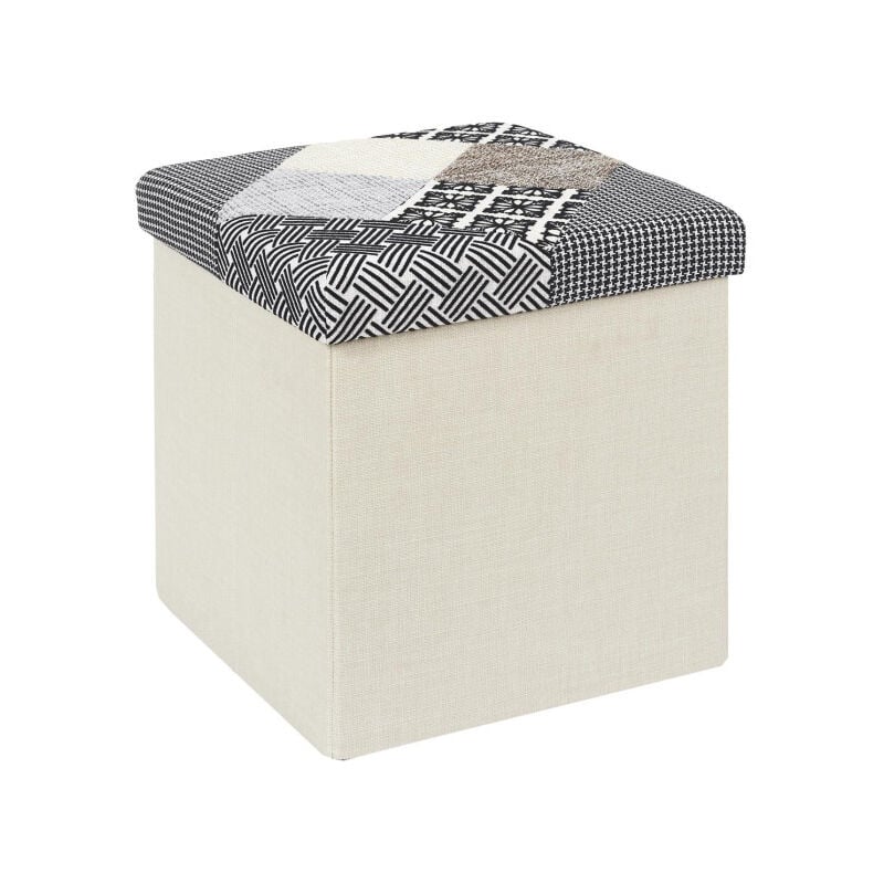 Pouf Coffre Pliable 'Patchwork' 38cm Greige