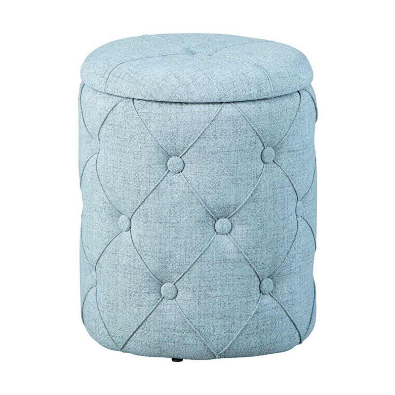 Pouf de Rangement Capitonné 'Elio' 40cm Bleu