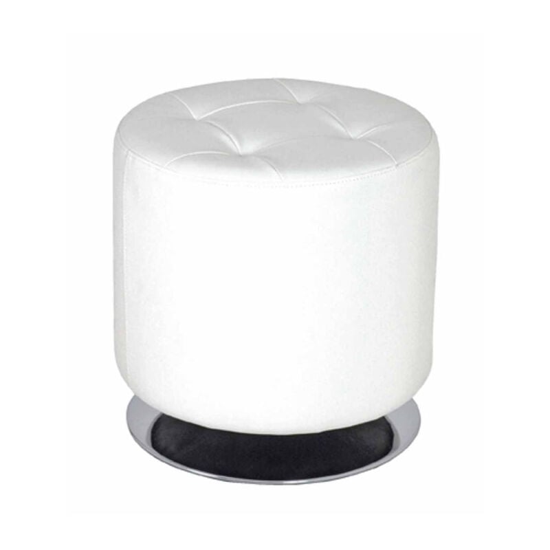 Pouf Rond Design 'Hava' 40cm Blanc