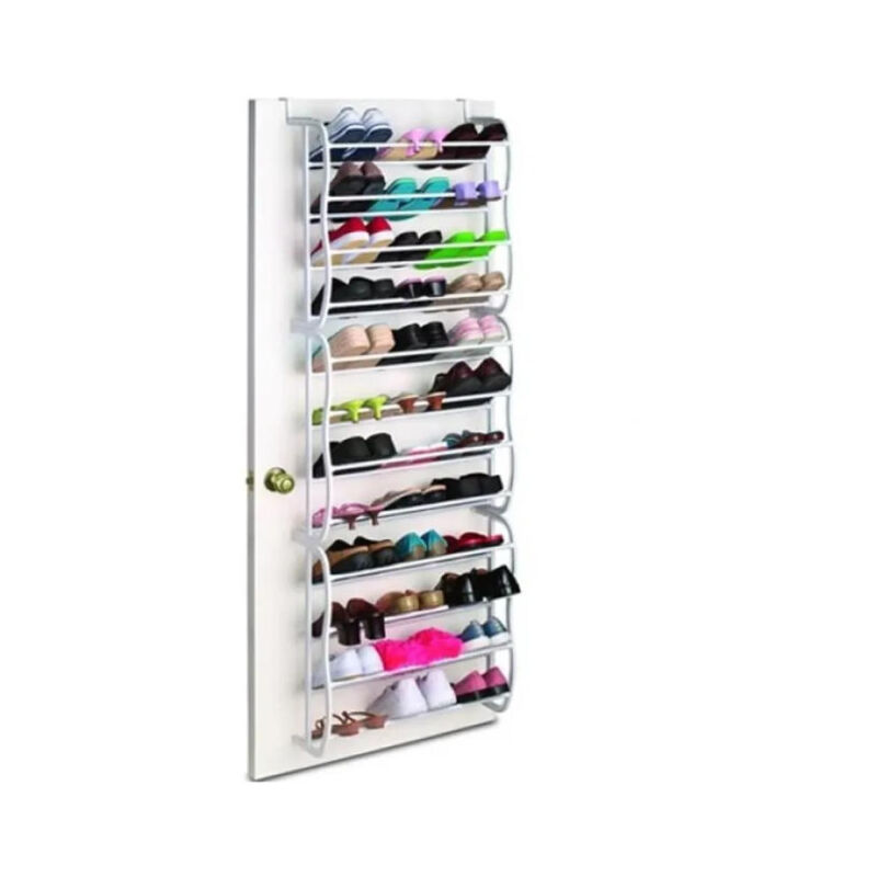 Paris Prix - Range-Chaussures de Porte '36 Paires' 180cm Blanc