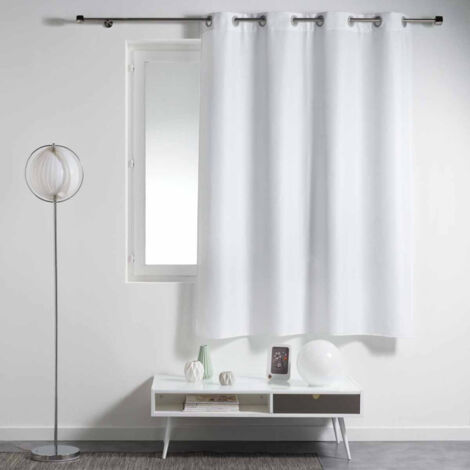 Paris Prix – Rideau à œillets blanc 140x180cm – Polyester uni – Fixation à œillets – Pour décoration intérieure