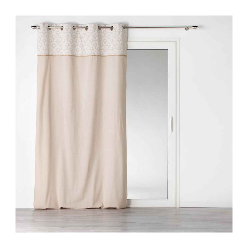 Rideau à Œillets Imprimé 'Bahina' 140x240cm Beige & Blanc