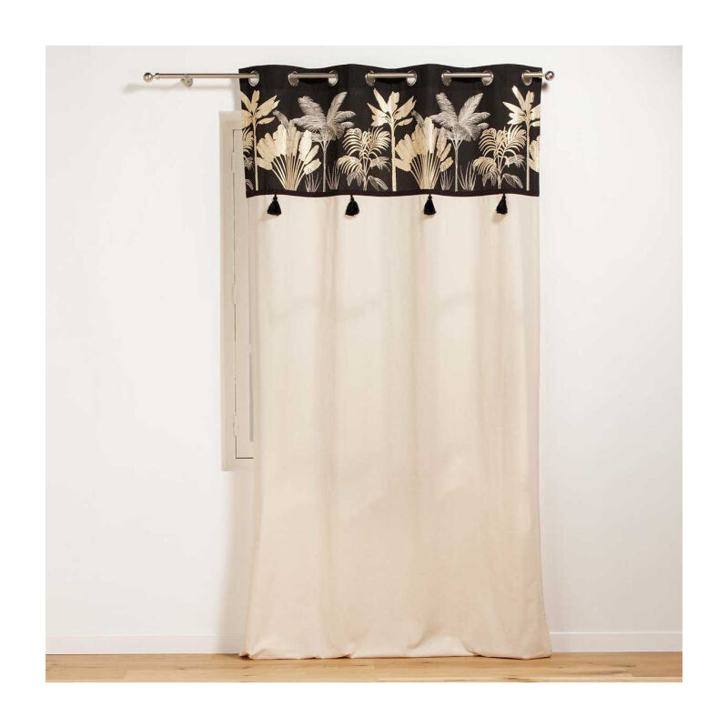 Rideau à Œillets 'Karaba' 140x240cm Naturel & Noir