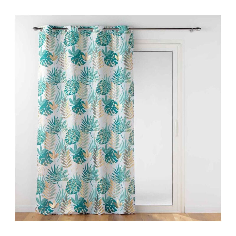 Rideau à Œillets 'Ornella' 140x260cm Blanc & Émeraude