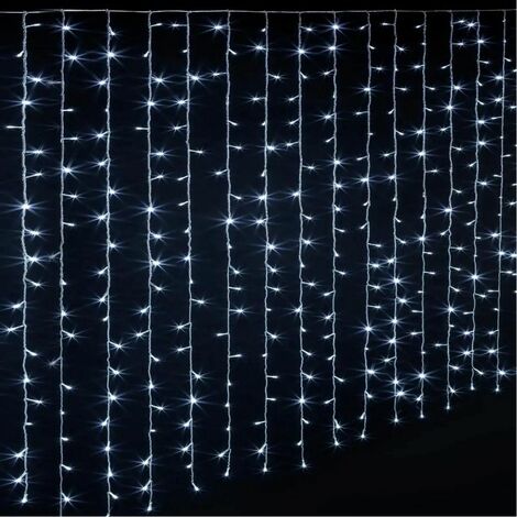 Paris Prix - Rideau Lumineux Led 30 Tombées 300cm Blanc Froid