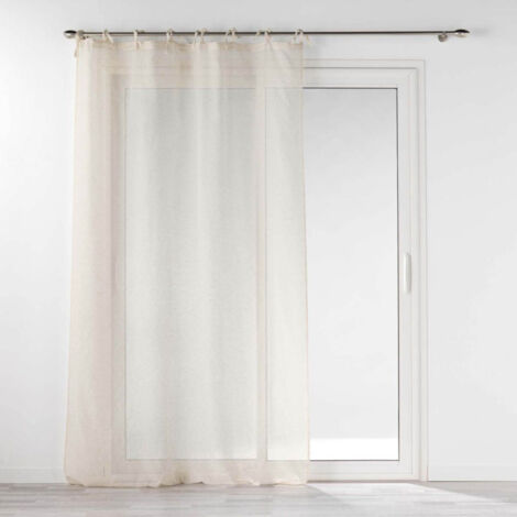 Paris Prix – Rideau voilage à nouettes 140x240cm – 92% polyester, 8% lin – Effet lin tissé – Couleur naturel
